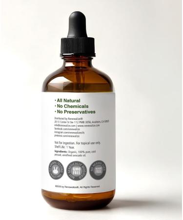 Organic Avocado Oil - Cold Pressed Skin Moisturizer | 4 oz Unrefined Dropper Bottle | Enhances Hair Shine & Softens Dry Skin - Buy Online on GoSupps.com