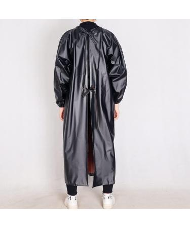 Buy Waterproof Black PVC Long-Sleeved Apron | Oil-Resistant Easy-to-Clean Work Apron for Kitchens & Meat Processing - 130x130cm - Buy Online on GoSupps.com