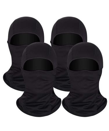 Valleycomfy 4PCS Balaclava Summer UV Protection Breathable Face Mask Men Women Wind-Resistant Ski Sun Hood Tactical Masks Black