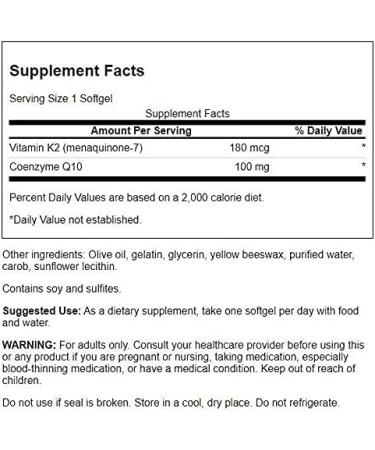 Swanson CoQ10 + Vitamin K2 60 Softgels 2 Pack - Boost Heart Health & Energy | International Shipping Available - Buy Online on GoSupps.com