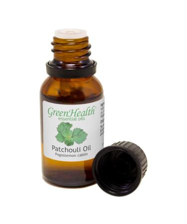 Patchouli Essential Oil 1/2 fl oz (15 ml) Amber Glass Bottle w/Euro Dropper 100% Pure Essential Oil - GreenHealth - Buy Online on GoSupps.com
