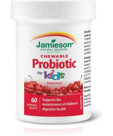 Jamieson Chewable Probiotic for Kids 5 Billion Active Cells - Natural Cherry Flavour & Vitamin D3 for Kids 400 IU - Strawberry Flavour Chewable Tablets + Vitamin D3 - Buy Online on GoSupps.com