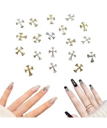 20pcs 3D Cross Nail Charms for DIY Acrylic Art Nails Decals Kits Accessories Jewelry Making Decoration.