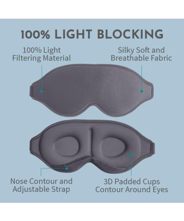 Memory Foam Sleep Mask with Blinkable Light Blocking-Adjustable Contoured Eye Cover for Men and Women-Gray - Buy Online on GoSupps.com