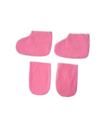 Healeved 2 Pairs Cotton Gloves Paraffin Wax Gloves and Booties Wax Bath Gloves Hand Treatment Mitts Bath Cloth Gloves Paraffin Wax Mitts Gloves Booties Mittens Pink Work Bath Mat Feet