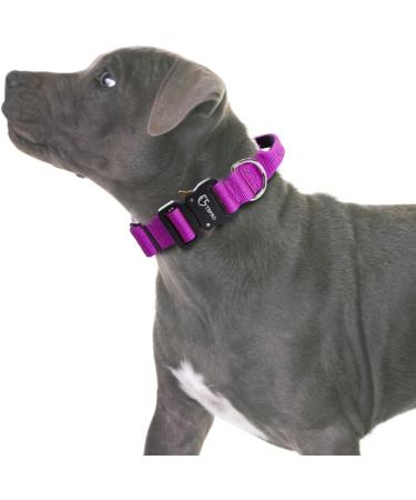Buy Tspro Premium Dog Collar with Handle - Adjustable Thick Collar for Small to Extra Large Dogs (Purple Size M: 37-46cm) - Durable Quick Lock Metal Buckle - Buy Online on GoSupps.com