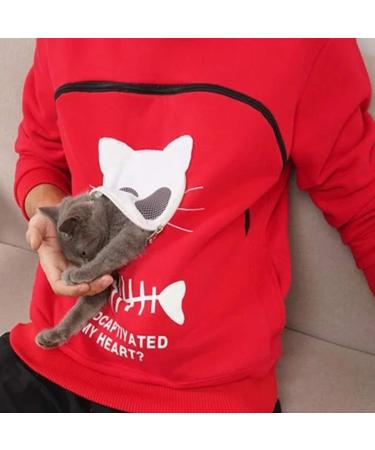 Shop Womens Long Sleeve Cat & Dog Hoodies | Cozy Zipper Sweatshirts with Big Bags - Red XXL - Buy Online on GoSupps.com
