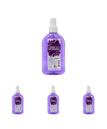 YOLY Petalos de Violetas Traditional Violet Cologne Long Lasting For Babies and Adults (8 Fl Oz/Pack of 4) 8 Fl Oz (Pack of 4)