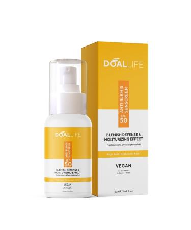 DOALLIFE Facial Sunscreen SPF 50 - Oil-free anti-blemish sun protection anti-aging effect immediate effectiveness vegan 50 ml