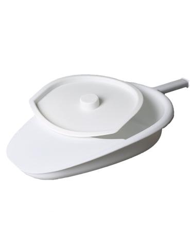 Medical Plastic Bedpan with Cover - Stable PP Bedpan Heavy Duty Smooth for Bed Bound Patient Elderly People with Disabilities White