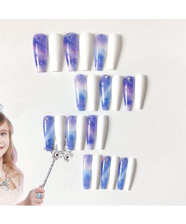 Sinlov 24pcs Coffin Fake Nails - Glossy Gradient Press On Ballerina Nails for Women & Girls (Viola) - Long Full Cover Artificial Nails - Buy Online on GoSupps.com