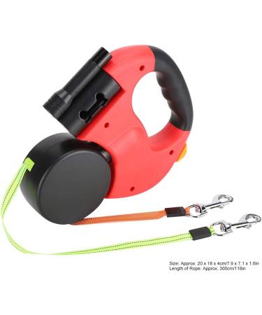 3M Double Retractable Dog Leash with LED Light - Flexible Roller Leash for Two Dogs (Red) | International Shipping Available - Buy Online on GoSupps.com