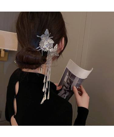 Jumwrit Butterfly Hair Stick with Silver Tassel - Chinese Hair Styling Accessory for Women and Girls - Buy Online on GoSupps.com