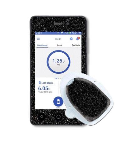 Diasticker | Omnipod Dash Sticker/Decal with Podsticker - Black Glitter