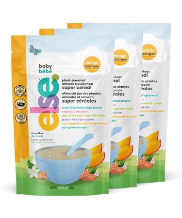 Else Baby Cereal Stage 2 - Almond & Buckwheat Cereal - Plant Based Cereal Baby Food for 6 Months+ - Balanced Made w/Real Whole Foods Clean Label Purity Certified (Mango 228g 3-Pack)