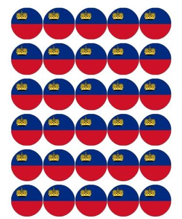 30 Liechtenstein Flags Cupcake Toppers Edible Wafer Paper Fairy Cake Toppers Birthday Cake Decorations