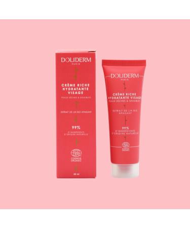 Doliderm Nourishing and Hydrating Rich Face Cream with Jojoba Oil and Aloe Vera 99% Natural Ingredients COSMOS ORGANIC Certified - Dry Skin - Buy Online on GoSupps.com