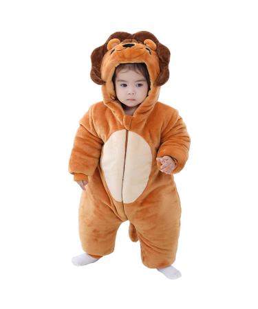 COOKY.D Baby Animal Hooded Winter Romper Warm Snowsuit Coat Newborn 3-36 Months Thicken Outfits Outerwear Jumpsuit 24-30 Months Lion