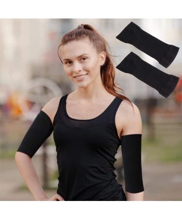 Buy Hotmnty Slimming Compression Arm Sleeves 2 Pair Black + Light Apricot | Effective Upper Arm Shaper & Massage Gear for Weight Loss - Buy Online on GoSupps.com