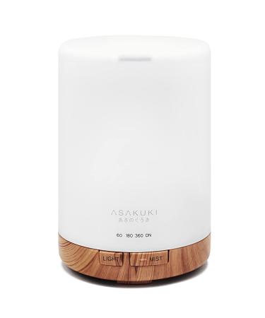 ASAKUKI 300ML Essential Oil Diffuser, Quiet 5-in-1 Premium Humidifier, Natural Home Fragrance Aroma Diffuser with 7 LED Color Changing Light and Auto-Off Safety Switch Brown