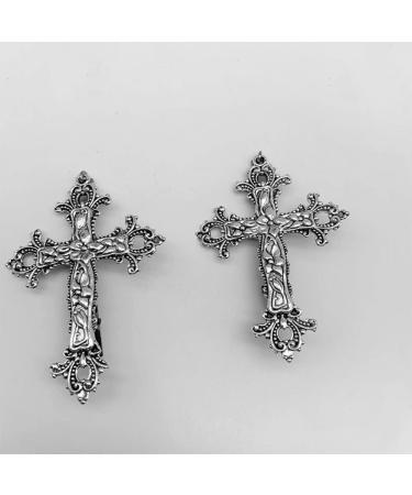 ZHOUMEIWENSP 2PCS Metal Cross Hairpin Clips - Retro Punk Duckbill Style for Novelty Hair - Buy Online on GoSupps.com