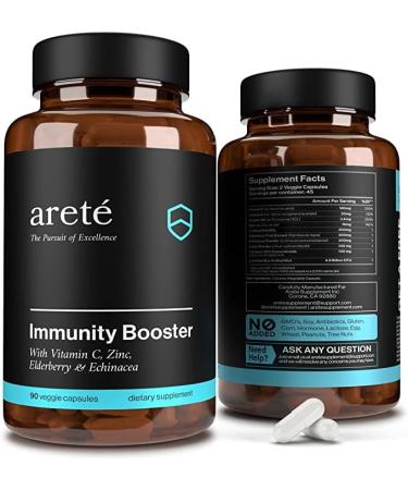 Premium Immunity Booster Supplement – 10 in 1 Natural Respiratory & Immune System Booster, 90 Capsules, Vitamin C, Zinc, Elderberry, Turmeric Curcumin, Garlic, Probiotic Immune Boost Support Vitamins