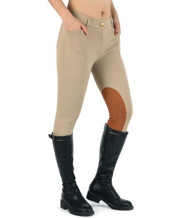 Beroy Kids Horse Riding Knee-Patch Breeches - Khaki X-Small - Buy Online on GoSupps.com