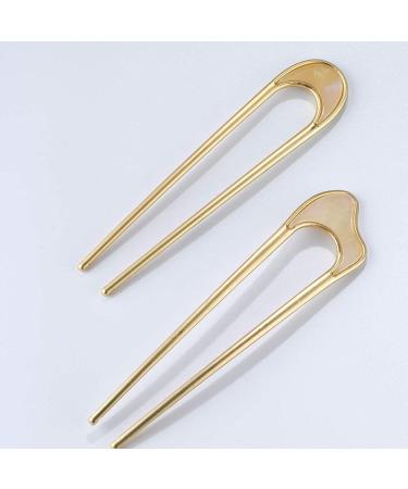Vintage U-Shaped Hair Pins 2PCS - Style 1 C.Gold Color | French Hair Sticks for Chignon Hairstyles - Buy Online on GoSupps.com