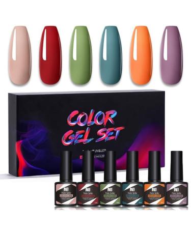 Nail Polish Gel 6Pcs/Set x8.5ml Soak Off Gel UV LED Semi Permanent Varnish for Nail Art 100Colors for Base Top Coat Gifts - (Color: STE7)