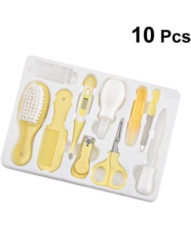 SUPVOX Baby Healthcare and Grooming Kit Clipper File Scissor Tweezer Thermometer Brush Comb Cleaning Sets Yellow - Buy Online on GoSupps.com