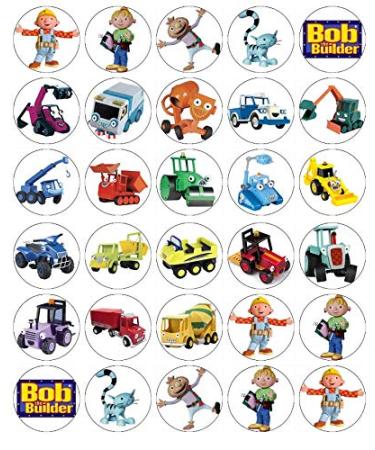 Bob the Builder Cupcake Toppers Edible Wafer Paper Fairy Motif Pack of 30