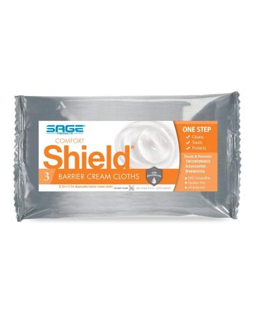 Comfort Shield Barrier Cream Cloths - 3 Cloths/pk - Incontinence Skin Care Wipes #7502 (50 Packages, 150 Wipes)