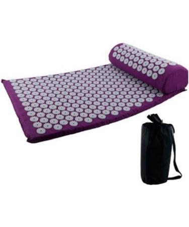 Ruluti Massage Yoga Mat Set - Acupressure Pillow & Travel Bag for Backrest & Neck Pain Relief - Relax Muscles & Linder Insomnia (Purple) - Buy Online on GoSupps.com