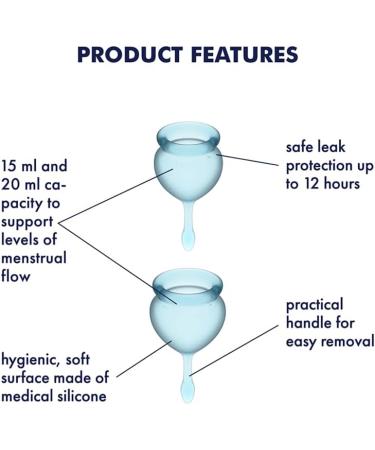 Satisfyer Feel Good Menstrual Cup | Reusable Soft Silicone Period Cup with Removal Stem | 2 Sizes for All Flows - Eco-Friendly & Comfortable - Buy Online on GoSupps.com