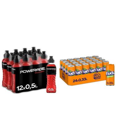 Powerade Sports Wild Cherry low-calorie sport drink with cherry taste & Fanta Orange-fruity-lively lemonade with a classic orange taste bundle with soft drink