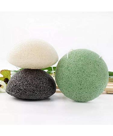 Organic Blue Pre-Moistened Konjac Sponge - Chemical-Free Cleansing and Exfoliation (Green/Green Tea) - Buy Online on GoSupps.com