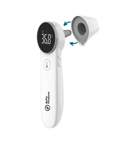 ByFloProducts Ear and Forehead Thermometer Thermometer Adult and Baby Forehead Digital Thermometer Infrared Touchless Temperature Thermometer Gun Temperature Memory and Fever Alarm Easy to Use