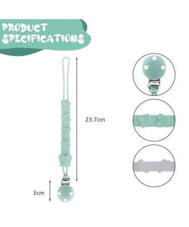 Vicloon Silicone Pacifier Chain - 2 Pack Baby Pacifier Clips for Girls & Boys - Green & Gray Gift Set - Buy Online on GoSupps.com