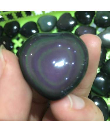 Natural Beautiful Natural Small Rainbow Obsidian Heart Crystals Stones and Minerals Rainbow Obsidian Heart for Home Decoration ningxiao
