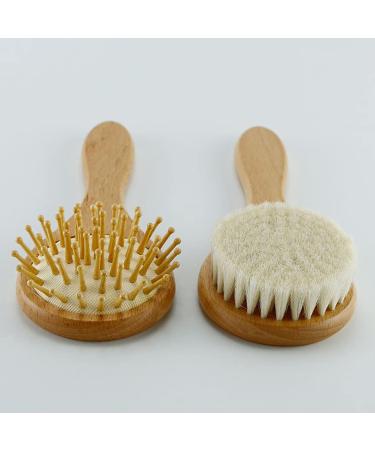 Heallily Baby Hair Brush and Comb Set - Gentle Wooden Hairbrush for Newborns, Infants, and Toddlers - Baby Grooming Kit for Bath and Shower - Buy Online on GoSupps.com