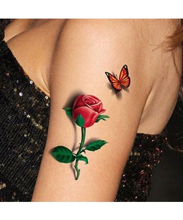 TAFLY 3D Ladies Body Art Sticker - Sexy Butterfly Rose + Butterfly Temporary Tattoo Set - Buy Online on GoSupps.com