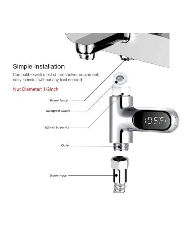 KAMEISHI Shower Thermometer 2nd Gen - LED Digital Display Fahrenheit Celsius - 360 Rotating Screen - Home Bathroom Kitchen - K2 - Buy Online on GoSupps.com