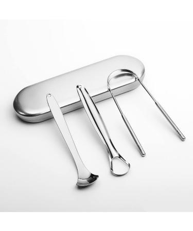 JZK 3 x Stainless Steel Tongue Cleaner Set | Effective Oral Care & Bad Breath Solution - Buy Online on GoSupps.com