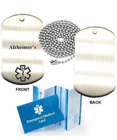 Alzheimer s Stainless Steel Medical Alert Dog Tag Pendant with Chain & Medical Card - Secure & Stylish Identification - Buy Online on GoSupps.com