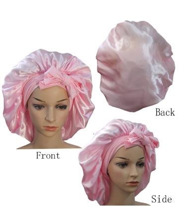 Extra Large Silk Satin Bonnet for Women - Pink | Adjustable Straps & Elastic Band for Long Curly Hair | Ideal for Sleeping & Braid Protection | Includes Satin Storage Bag - Buy Online on GoSupps.com