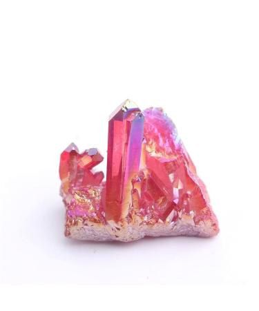 for 1Pc Red Electroplated Crystal Quartz Specimen Electroplating Crystal Clusters Decoration Gift Crystal Cluster (Color : 10 20g Red)