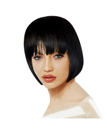 Kashyk black short-haired bob of course like real hair smooth wig short black with pony heat-resistant synthetic ombre wigs for women 10 inches