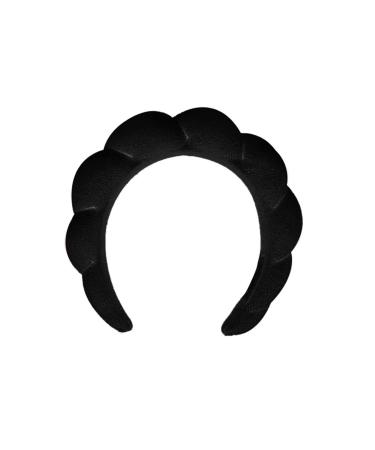 Spa Headband Makeup Headbands Sponge & Terry Towel Cloth Spa Bubble Headband Skincare Headbands for Face Washing Makeup Removal Shower Skincare (Black One Size)