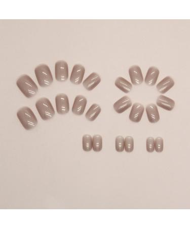 Justotry 24 PCs Nude Angular Press-On Nails - Glossy Monochrome Square French Artificial Nails for Nail Art - Short Pattern Design - Buy Online on GoSupps.com
