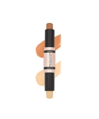 Makeup Revolution Contour Stick Duo Cream Contour & Highlight Defines Cheekbones & Sculpts the Face Vegan & Cruelty-Free Medium 2.4g Medium 2.4 g (Pack of 1) - Buy Online on GoSupps.com